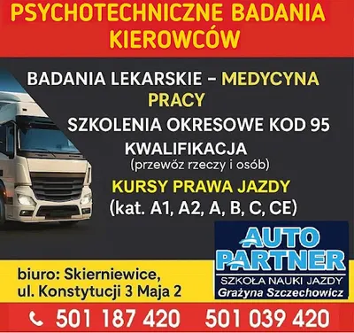 AUTO PARTNER Badania psychotechniczne i lekarz medycyny pracy - badania kierowców